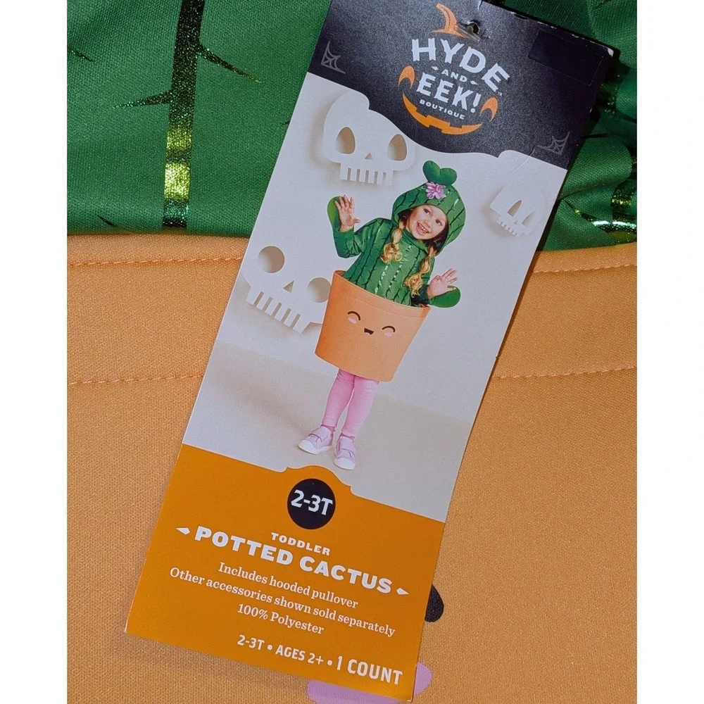 Hyde and Eek Boutique Potted Cactus Toddler Halloween Costume 2T-3T‎ Green New
